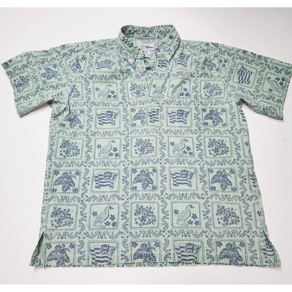Reyn Spooner Kloth Lahaina Sailor Pullover Leaf Green Hawaiian All Over Print - Picture 2 of 9